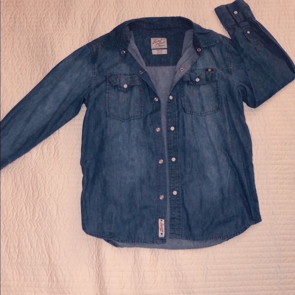 Vintage blue jean “Lucky Brand” western button-up